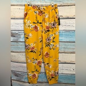 ONE by Chapter One Womens Jogger Drawstrings Floral Marigold Yellow Size Small